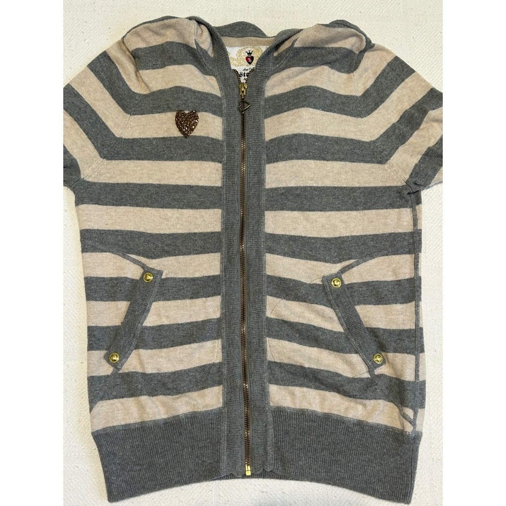 Twisted Heart America Striped Cashmere Blend Zip Hoodie MED Y2K luxury - Picture 8 of 10